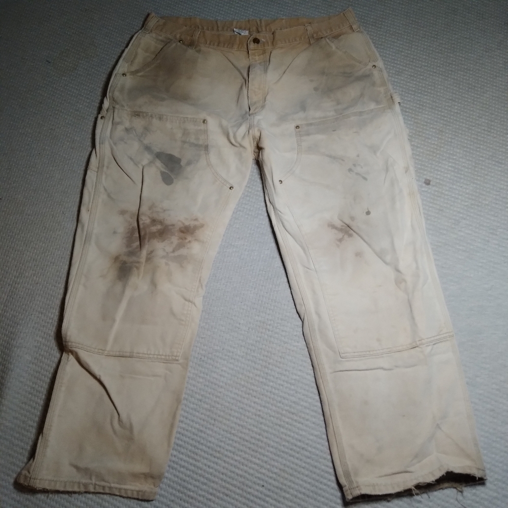 Vintage Carhartt Jean's Work Worn Union Made In USA Sz 42 Double Knee